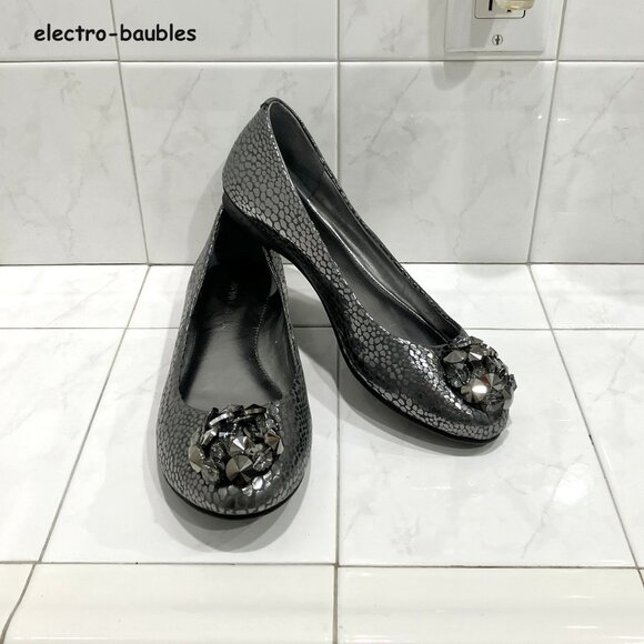 Franco Sarto Alex Metallic Snakeskin Embossed Ballet Flat 8.5M - NWOB - Picture 1 of 10